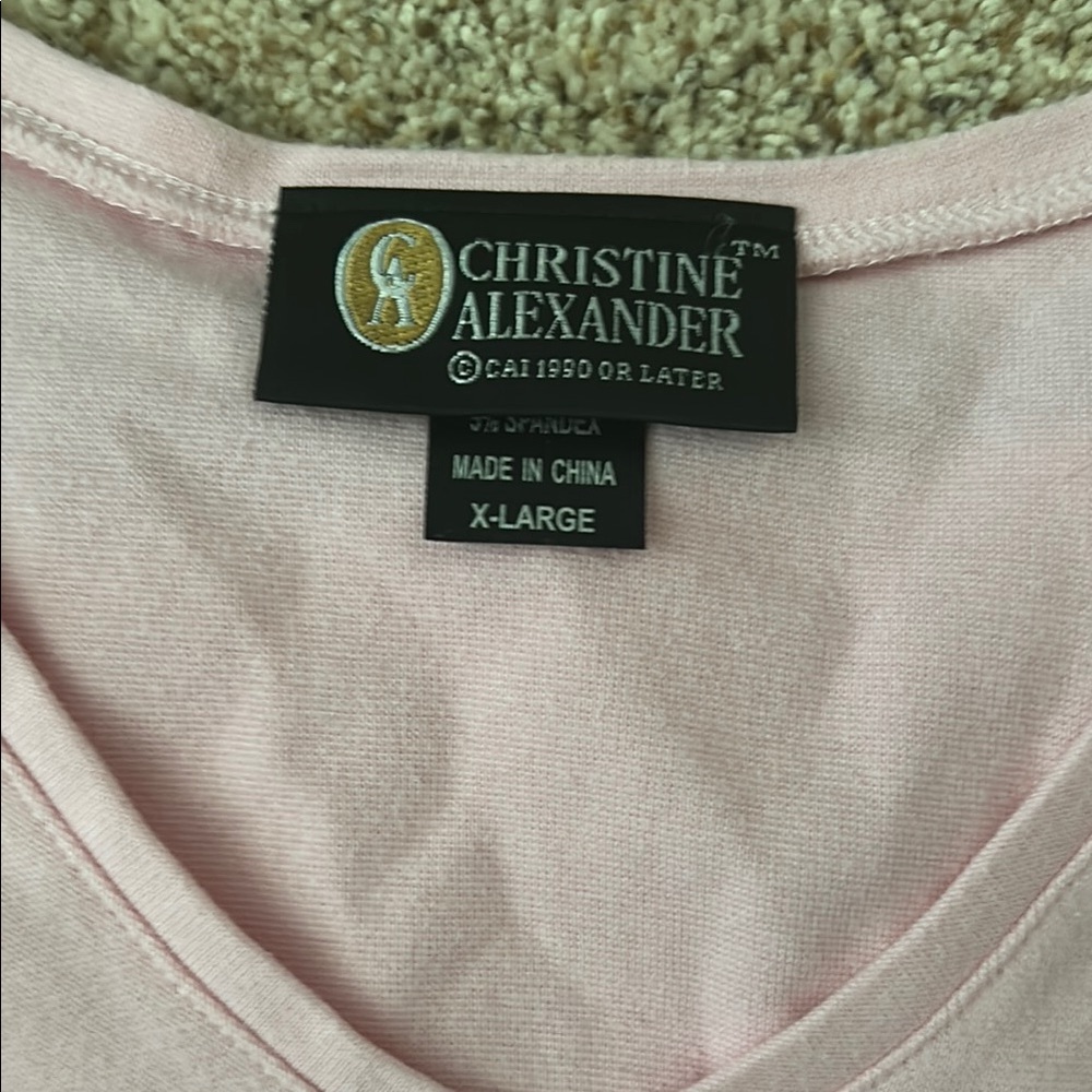 Christine Alexander Soft Pink Jeweled Heart 3/4 Sleeve Shirt Top **Size XL** 💖💖 - Picture 4 of 4